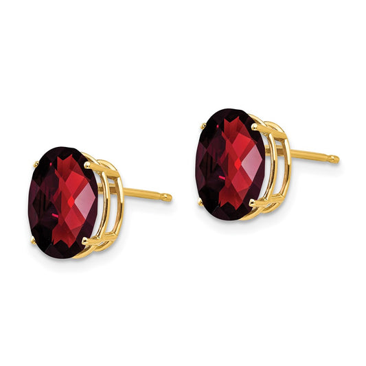 Buy Exclusive 14K Gold 10x8mm Oval Garnet Checkerboard Earrings - Stylish Value