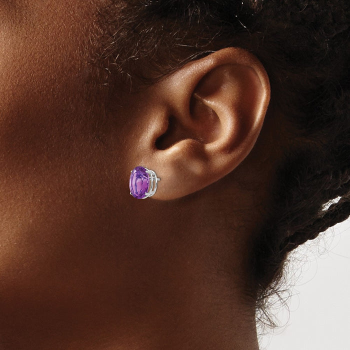 Buy Exclusive 14K White Gold Oval Amethyst Earrings - 10x8mm Style & Value-3