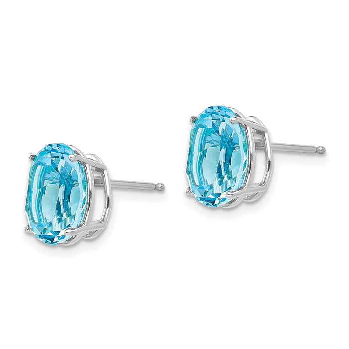 Buy 14K White Gold Oval Blue Topaz Stud Earrings - Stylish & Affordable Luxury-2