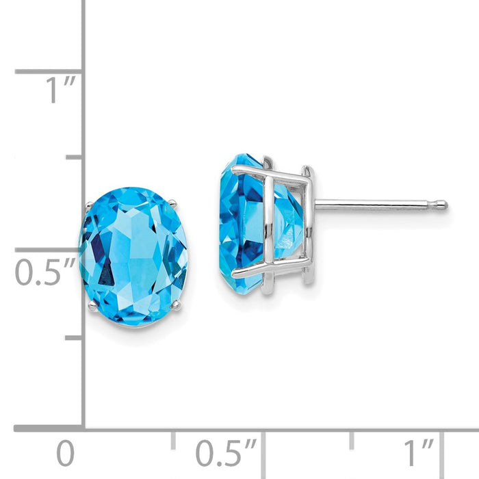 Buy 14K White Gold Oval Blue Topaz Stud Earrings - Stylish & Affordable Luxury-4