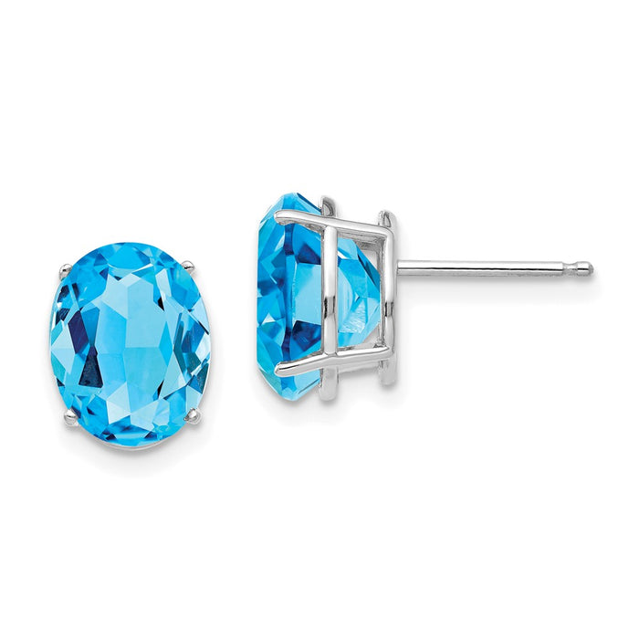 Buy 14K White Gold Oval Blue Topaz Stud Earrings - Stylish & Affordable Luxury-1