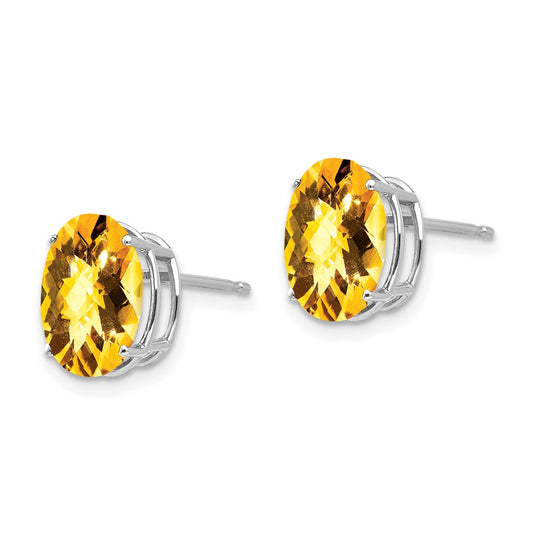 Buy Stylish 14K White Gold Oval Citrine Earrings - 10x8mm, Luxury Value!