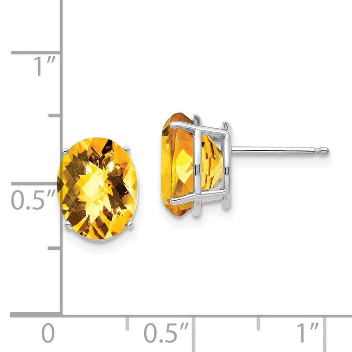 Buy Stylish 14K White Gold Oval Citrine Earrings - 10x8mm, Luxury Value!-4