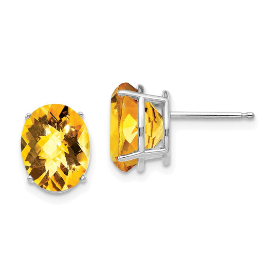 Buy Stylish 14K White Gold Oval Citrine Earrings - 10x8mm, Luxury Value!