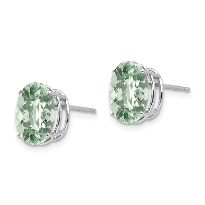Shop Stylish 14K Gold Green Quartz Earrings - 10x8mm Oval Checker-Cut Value-2