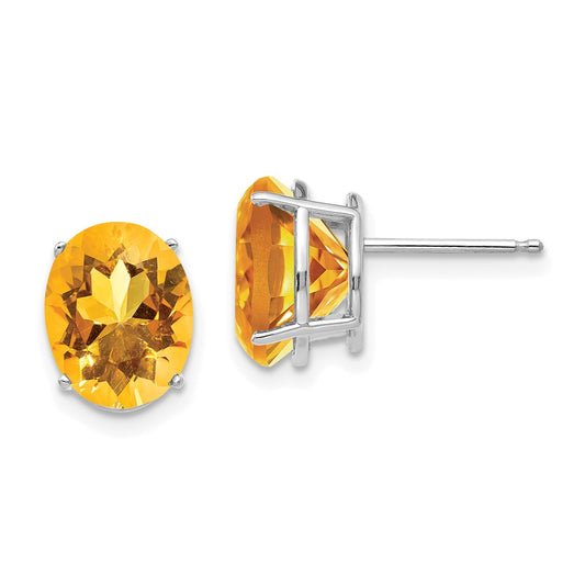 Shop Stylish 10x8mm Oval Citrine Earrings in 14K White Gold - Luxury Value