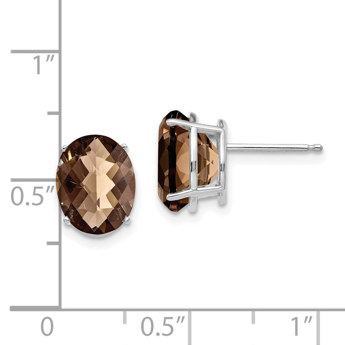 Shop Stylish 14K Gold 10x8mm Oval Checker-Cut Smoky Quartz Earrings-4