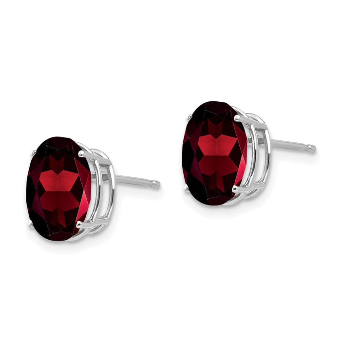 Buy Stylish 14K White Gold Oval Garnet Stud Earrings - Affordable Luxury!-2