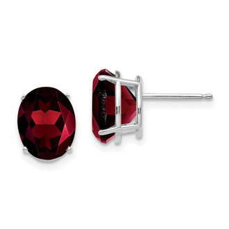 Buy Stylish 14K White Gold Oval Garnet Stud Earrings - Affordable Luxury!