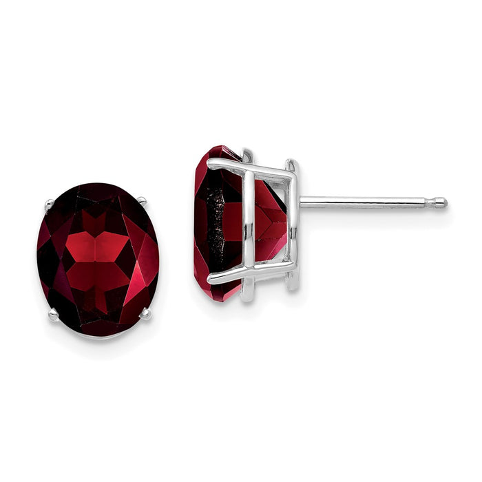 Buy Stylish 14K White Gold Oval Garnet Stud Earrings - Affordable Luxury!-1
