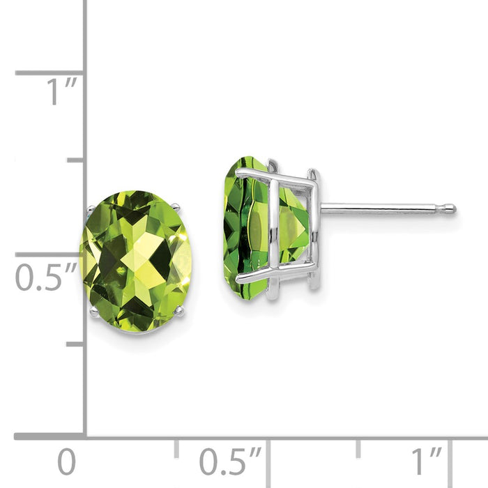 Buy Exclusive 14K White Gold Oval Peridot Earrings - 10x8mm, Stylish Value!-4