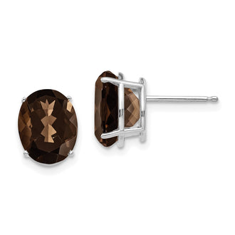Shop Stylish 14K Gold 10x8mm Oval Smoky Quartz Earrings - Luxury Value Offer!