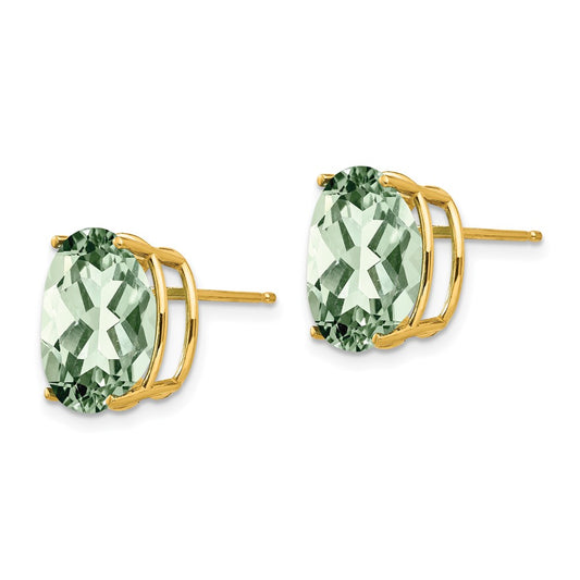 Shop Exclusive 14K Gold Green Quartz Earrings - Stylish 12x10mm, Great Value!
