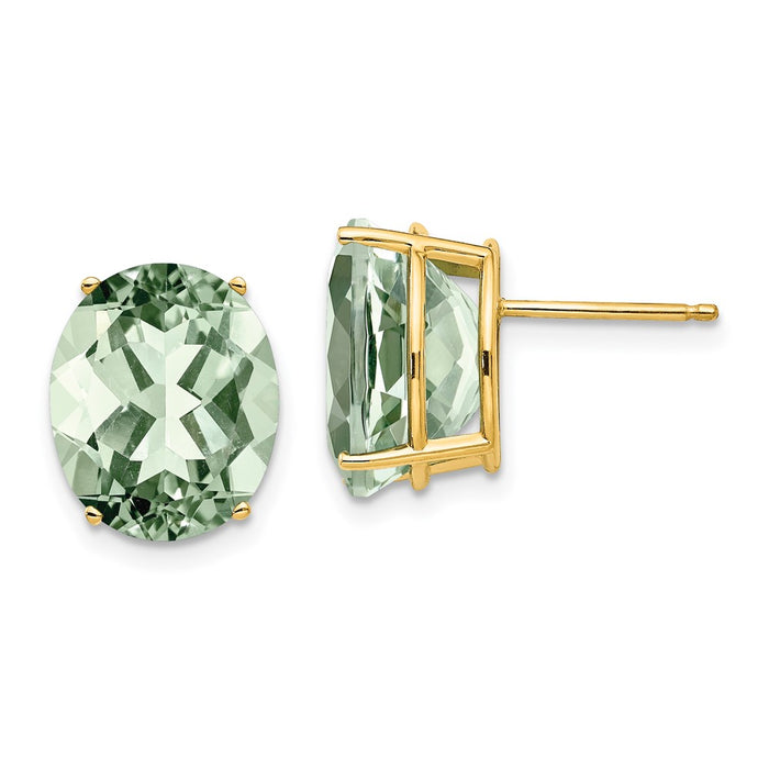 Shop Exclusive 14K Gold Green Quartz Earrings - Stylish 12x10mm, Great Value!-1