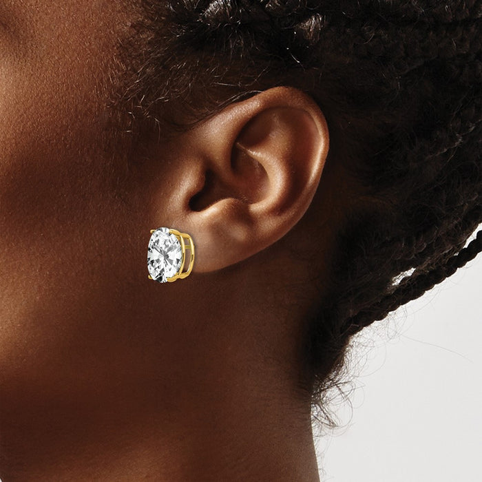 Shop Exclusive 14K Gold 12x10mm Oval Cubic Zirconia Earrings - Stylish Value-3