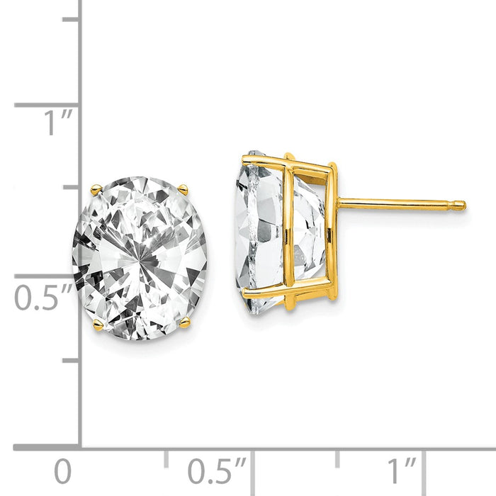 Shop Exclusive 14K Gold 12x10mm Oval Cubic Zirconia Earrings - Stylish Value-4
