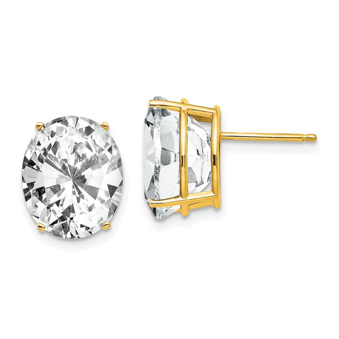 Shop Exclusive 14K Gold 12x10mm Oval Cubic Zirconia Earrings - Stylish Value-1