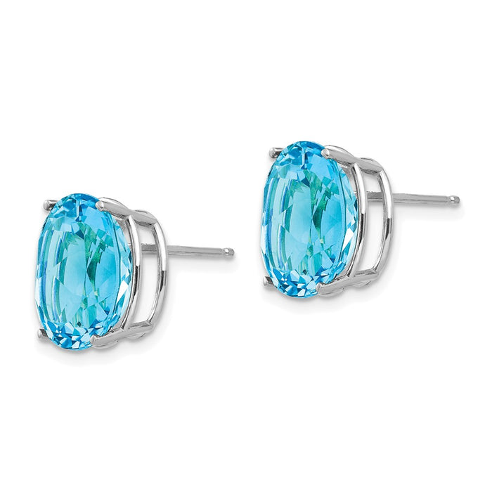 Buy Stylish 14K White Gold Oval Blue Topaz Stud Earrings | Affordable Luxury-2