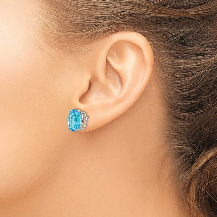 Buy Stylish 14K White Gold Oval Blue Topaz Stud Earrings | Affordable Luxury-3