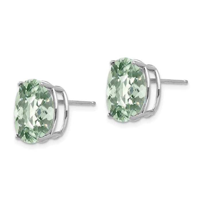 Exclusive 14K Gold 12x10mm Oval Green Quartz Earrings - Stylish & Affordable-2