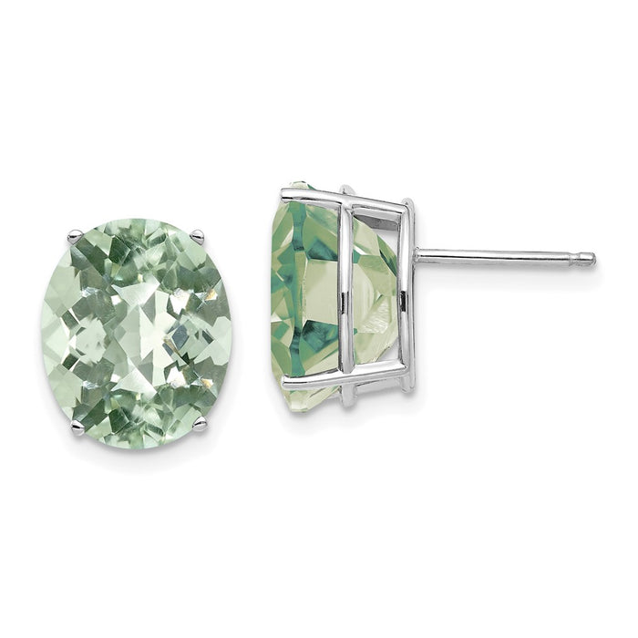 Exclusive 14K Gold 12x10mm Oval Green Quartz Earrings - Stylish & Affordable-1