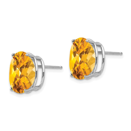 High-Quality 14K White Gold Oval Citrine Earrings - 12x10mm at Affordable Price