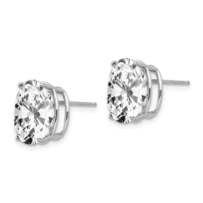 Buy Exclusive 14K White Gold Oval Stud Earrings with CZ - Stylish Value!-2