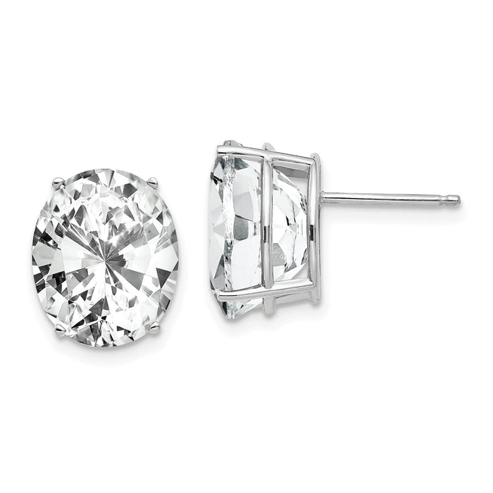 Buy Exclusive 14K White Gold Oval Stud Earrings with CZ - Stylish Value!-1