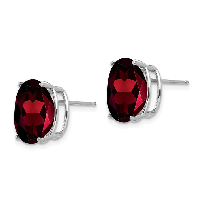 Exclusive 14K White Gold Oval Garnet Stud Earrings - Stylish & Affordable!-2
