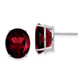 Exclusive 14K White Gold Oval Garnet Stud Earrings - Stylish & Affordable!