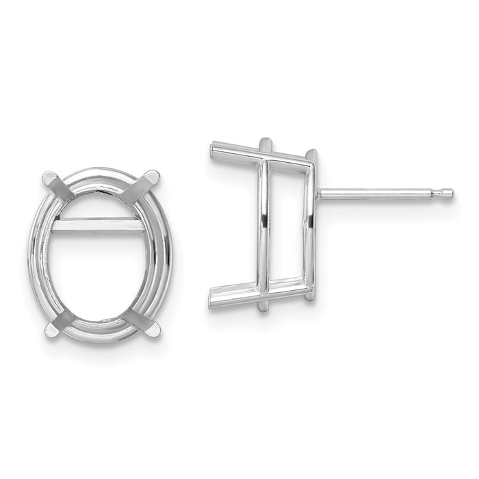 Buy 14K White Gold Oval Earring Mountings 12x10mm - Stylish Value Option!-1