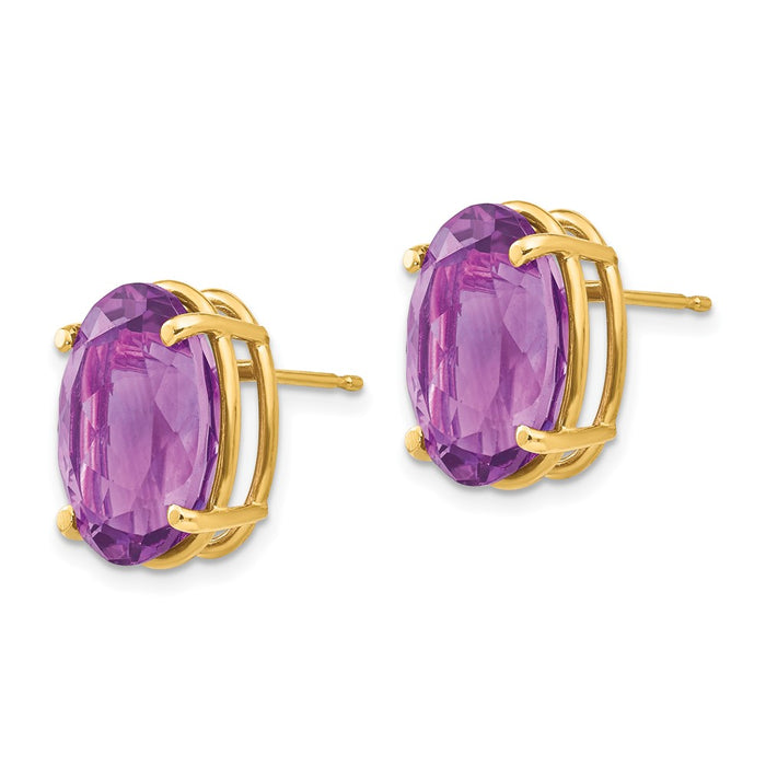 Buy Stylish 14K Gold Oval Amethyst Earrings 14x10mm - Luxury Value Design-2