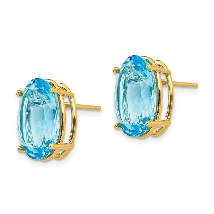 Buy Exclusive 14K Gold Oval Blue Topaz Earrings - 14x10mm, Stylish Luxury-2