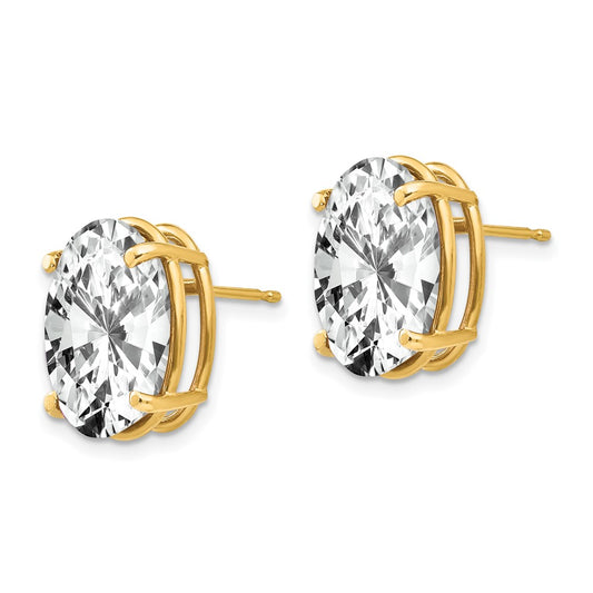 Shop Stylish 14K Gold Oval Earrings with 14x10mm Cubic Zirconia - Affordable Luxury!
