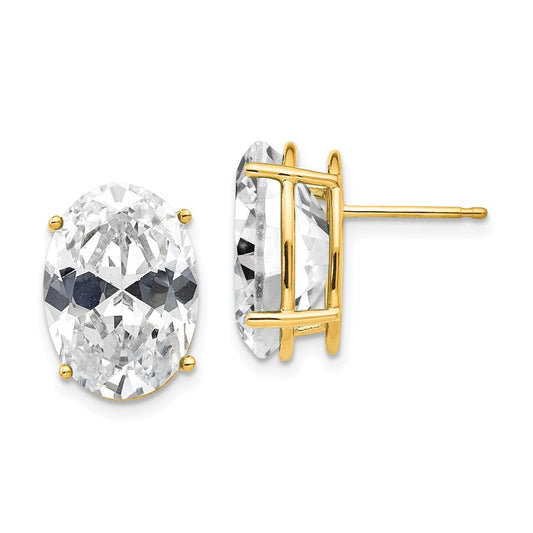 Shop Stylish 14K Gold Oval Earrings with 14x10mm Cubic Zirconia - Affordable Luxury!
