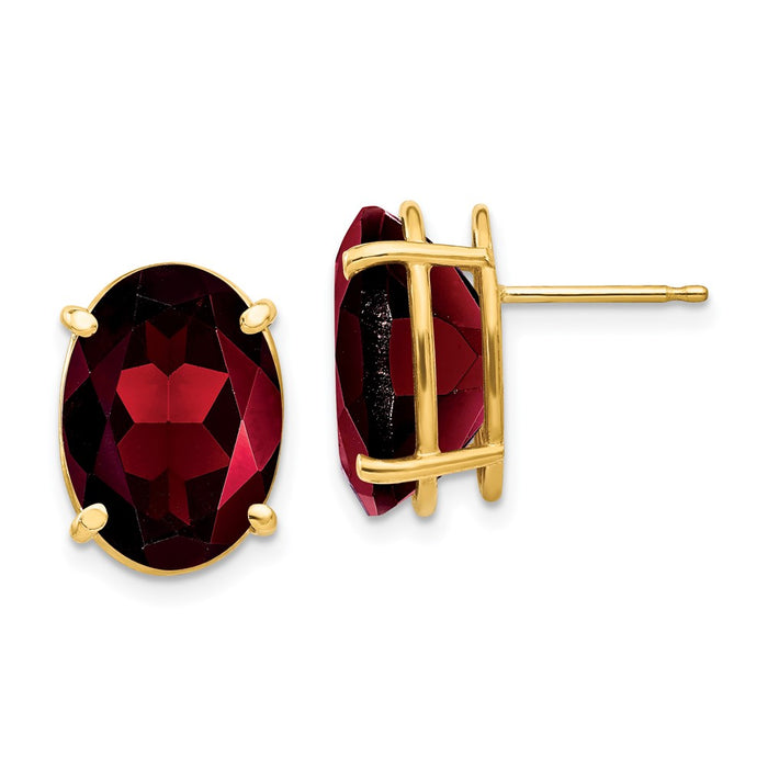 Buy Stylish 14K Gold 14x10mm Oval Garnet Earrings - Luxury at Great Price!-1