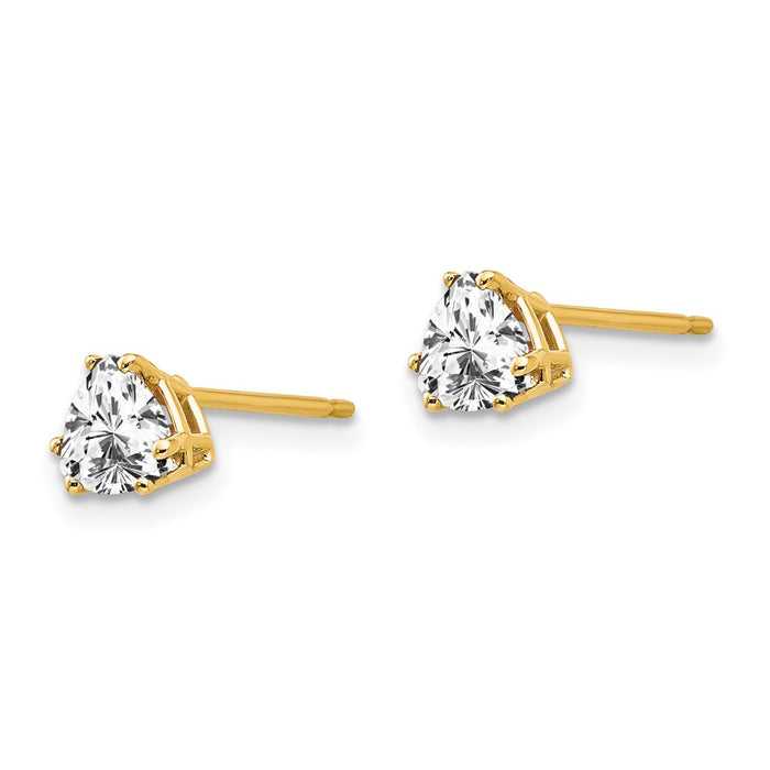 Buy Exclusive 14K Gold 5mm Trillion Cut CZ Earrings - Affordable Luxury!-2