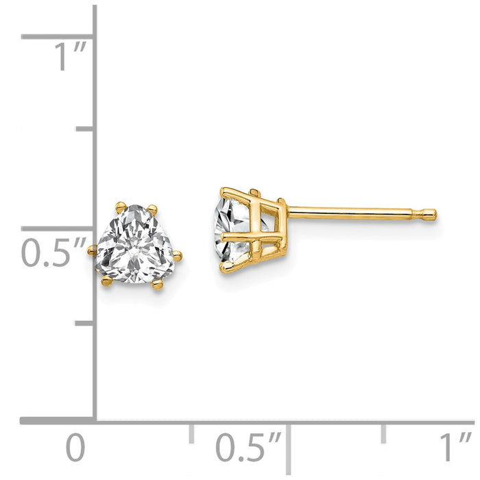 Buy Exclusive 14K Gold 5mm Trillion Cut CZ Earrings - Affordable Luxury!-4