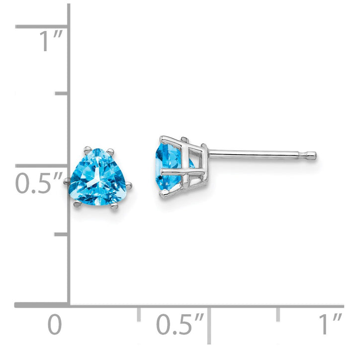 High-Quality 14K White Gold 5mm Trillion-Cut Blue Topaz Earrings - Stylish Value-4