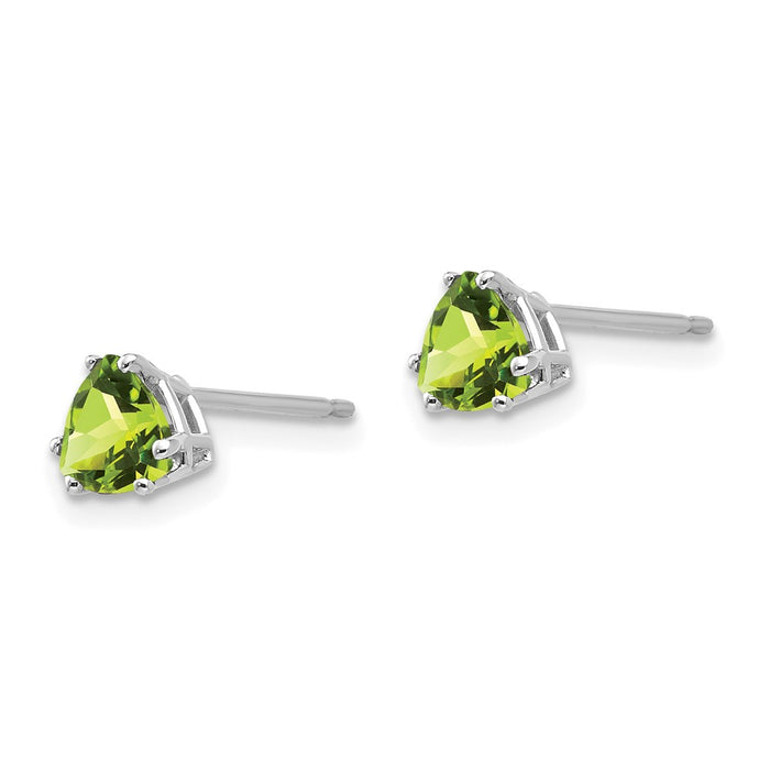 Buy 14K White Gold Trillion Cut Peridot Stud Earrings - Stylish Gemstone Luxury-2