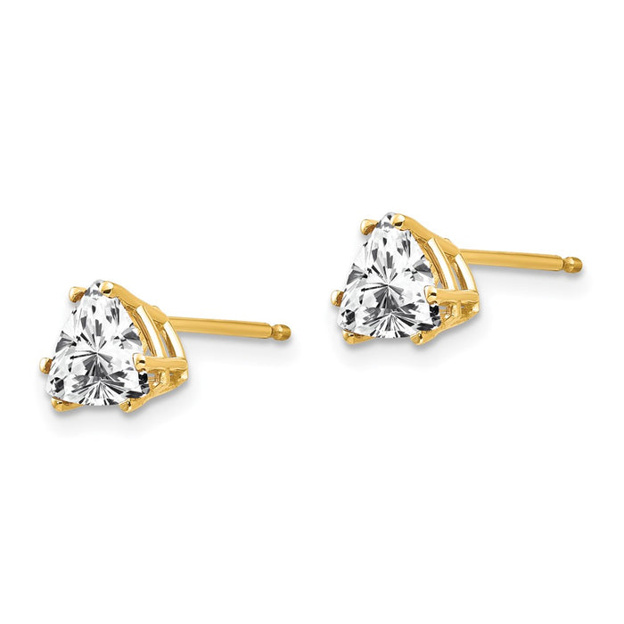 High-Quality 14K Gold 6mm Trillion Cut CZ Earrings - Stylish Luxury Value-2