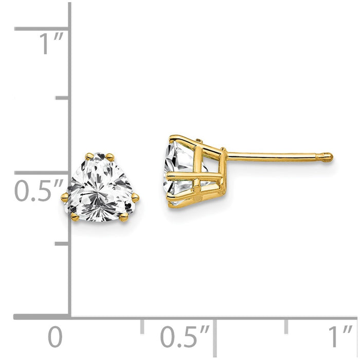 High-Quality 14K Gold 6mm Trillion Cut CZ Earrings - Stylish Luxury Value-4