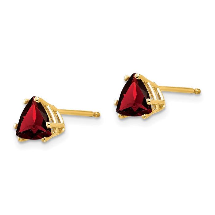 Buy Exclusive 14K Gold 6mm Trillion-Cut Garnet Earrings - Stylish Luxury!-2