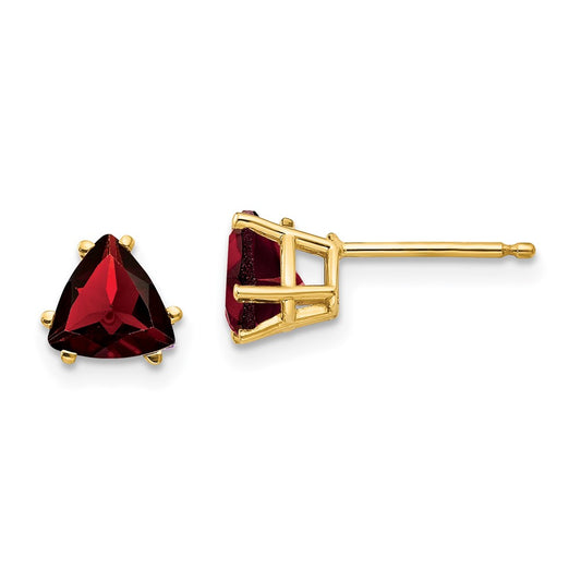 Buy Exclusive 14K Gold 6mm Trillion-Cut Garnet Earrings - Stylish Luxury!