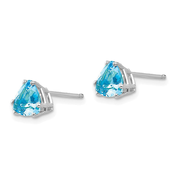 Buy Stylish 14K White Gold 6mm Trillion-Cut Blue Topaz Earrings - Luxury Value!-2