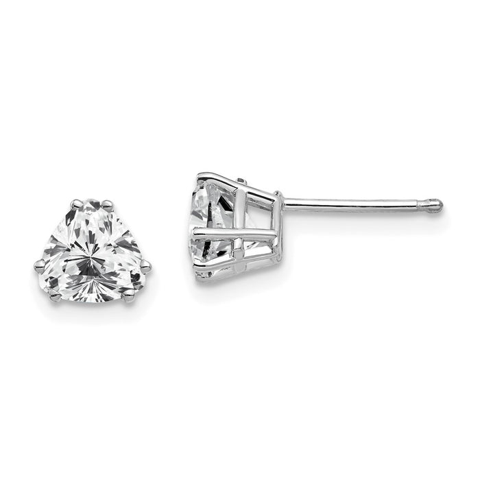 Buy Stylish 14K White Gold Earrings - 6mm Trillion Cut Cubic Zirconia, Luxury!-1