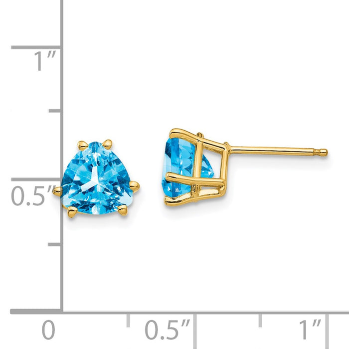High-Quality 14K Gold 7mm Trillion-Cut Blue Topaz Earrings | Stylish Value Deal-4