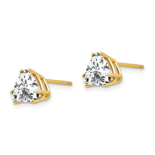 Exclusive 14K Gold 7mm Trillion Cut Cubic Zirconia Earrings - Stylish Value!