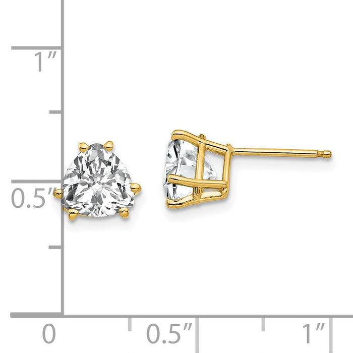 Exclusive 14K Gold 7mm Trillion Cut Cubic Zirconia Earrings - Stylish Value!-4
