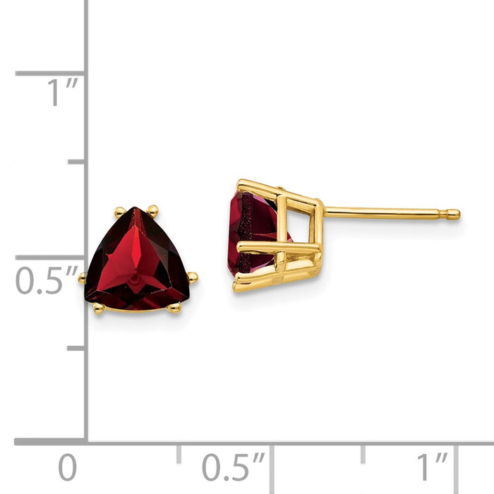 Shop 14K Gold 7mm Trillion-Cut Garnet Earrings - Luxury Style & Value-4